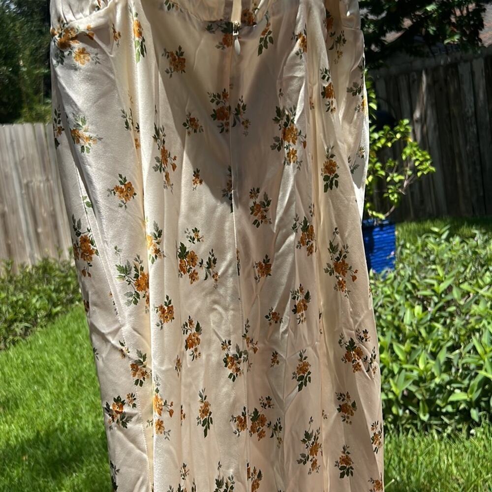 New Reformation Erdem Silk Floral Ruffled Dress Butter yellow - Picture 12 of 14